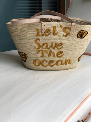 Seashell straw beach basket