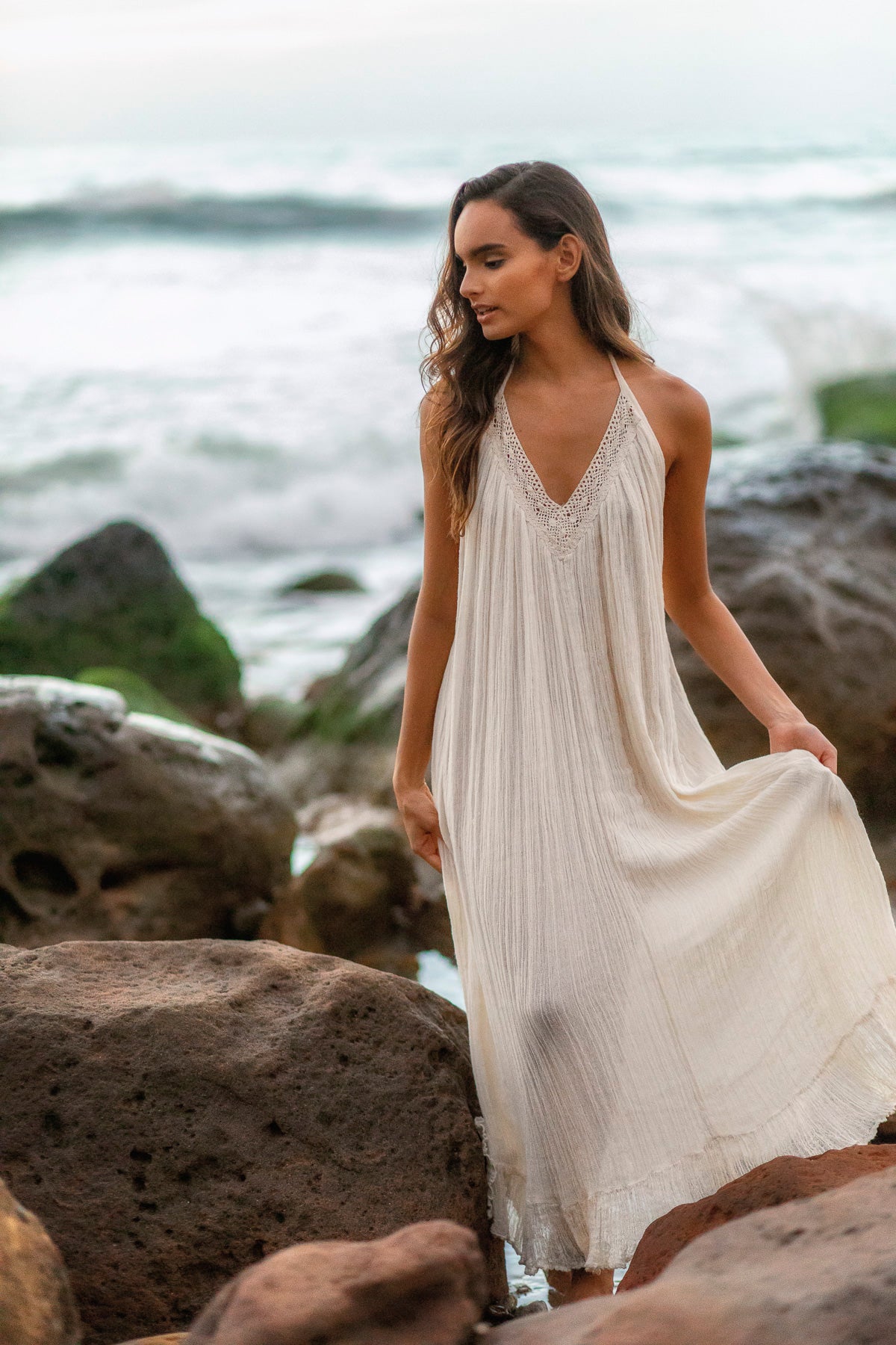 marrakesh gathered bust maxi dress MARRAKSHI LIFE - Striped gathered cotton maxi dress